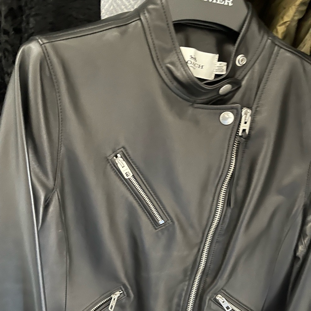 Coach leather jacket new without tags never worn